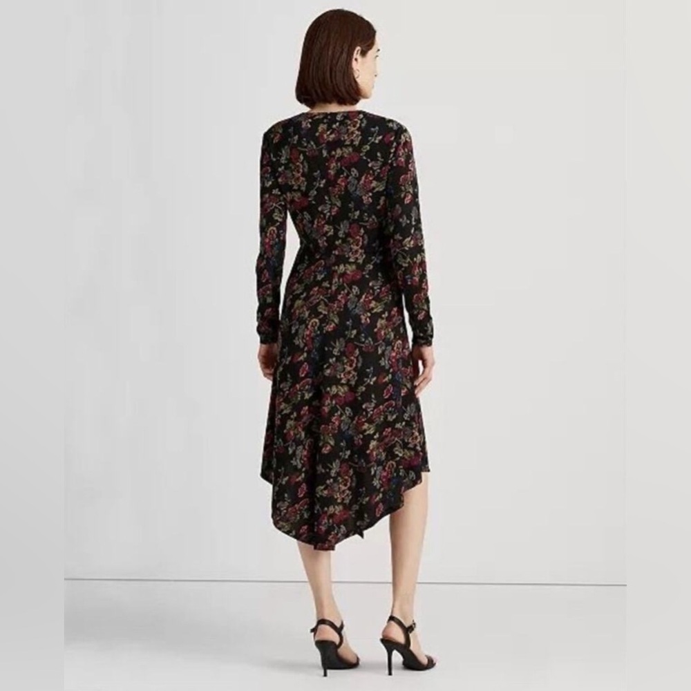LAUREN RALPH LAUREN Floral Surplice Jersey Dress Size 4 and 8 - Picture 2 of 12